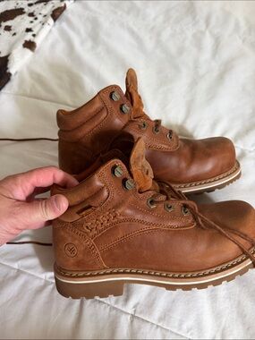 Men's Brown Leather Work Boots - Classic Lace-Up